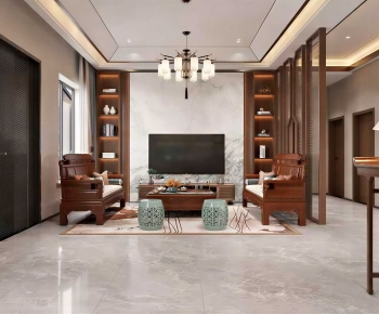 New Chinese Style A Living Room-ID:638334996