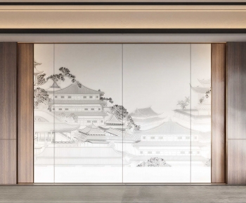 New Chinese Style TV Wall-ID:570266012