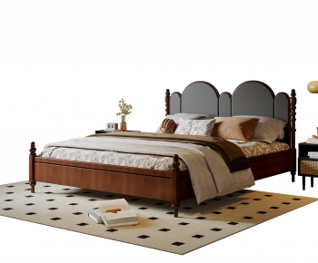 French Style Retro Style Double Bed-ID:239525086
