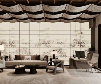 New Chinese Style A Living Room-ID:629069096