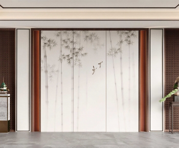 New Chinese Style TV Wall-ID:829912906