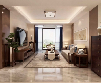 New Chinese Style A Living Room-ID:681423909