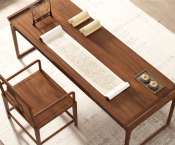 New Chinese Style Computer Desk And Chair-ID:751434095