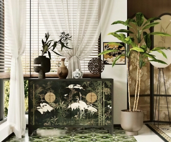 New Chinese Style Entrance Cabinet-ID:737385995