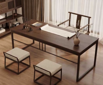 New Chinese Style Computer Desk And Chair-ID:548294072