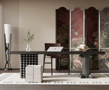 French Style Computer Desk And Chair-ID:534573086