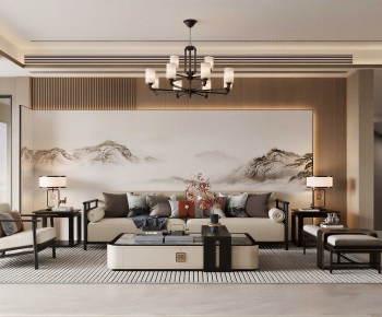 New Chinese Style A Living Room-ID:409324884