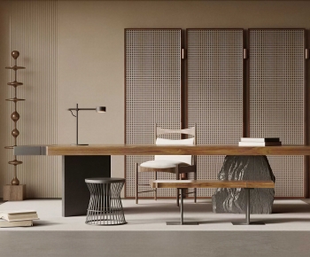 Modern Computer Desk And Chair-ID:790376909