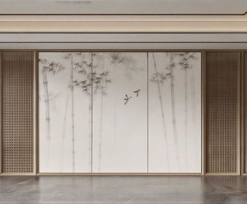 New Chinese Style TV Wall-ID:599522112