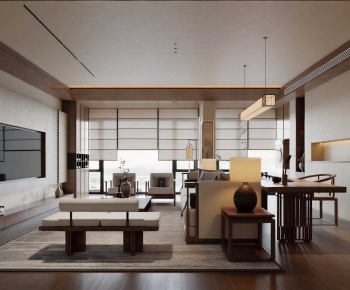 New Chinese Style A Living Room-ID:613157039