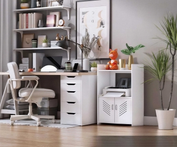 Modern Computer Desk And Chair-ID:388448957