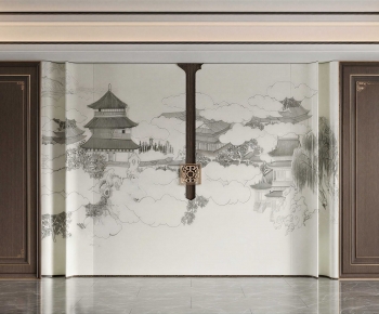 New Chinese Style TV Wall-ID:994235998