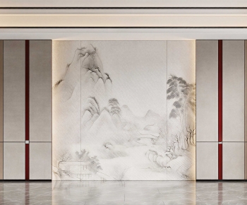 New Chinese Style TV Wall-ID:289283041