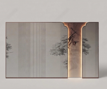 New Chinese Style TV Wall-ID:916943075