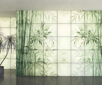 New Chinese Style TV Wall-ID:862692126