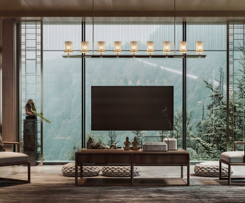 New Chinese Style A Living Room-ID:590080029