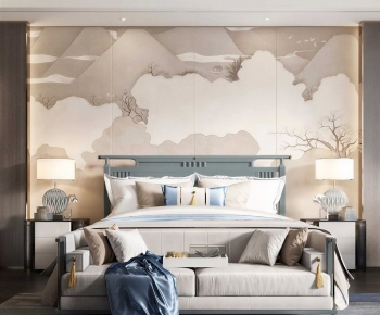 New Chinese Style Double Bed-ID:174856904