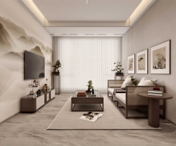 New Chinese Style A Living Room-ID:551509997