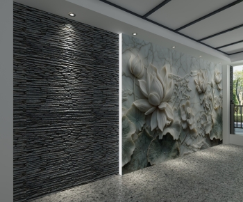 New Chinese Style TV Wall-ID:683231121