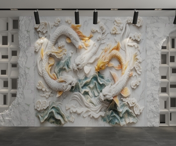 New Chinese Style TV Wall-ID:990901959