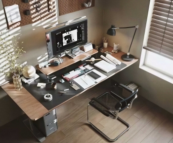 Modern Computer Desk And Chair-ID:208530446