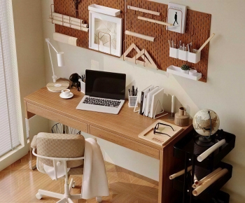 Modern Computer Desk And Chair-ID:621370083
