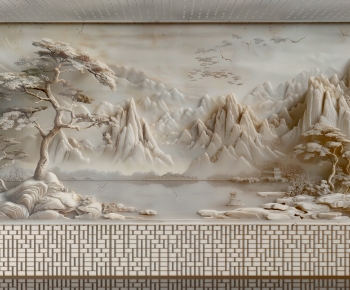 New Chinese Style TV Wall-ID:375940084