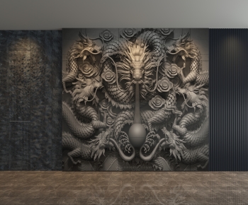 New Chinese Style TV Wall-ID:165489917