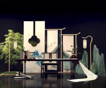 New Chinese Style Computer Desk And Chair-ID:437519623