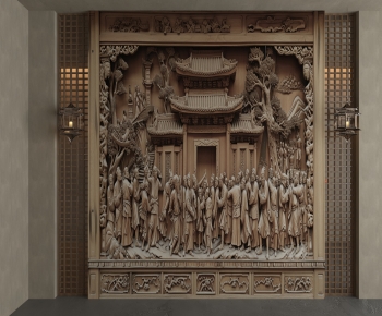 New Chinese Style TV Wall-ID:257175927