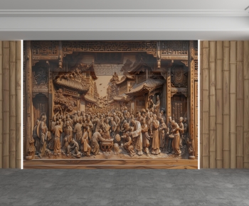 New Chinese Style TV Wall-ID:124337919