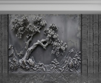 New Chinese Style TV Wall-ID:350147962