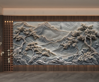 New Chinese Style TV Wall-ID:638403893