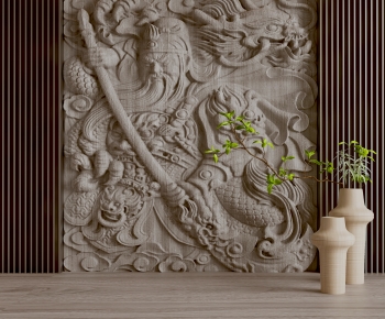 New Chinese Style TV Wall-ID:768471004