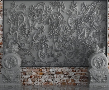 New Chinese Style TV Wall-ID:421533119