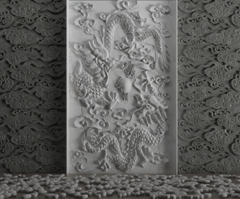 New Chinese Style TV Wall-ID:111191034