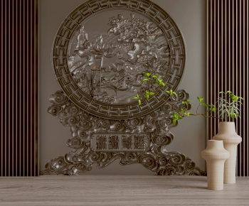 New Chinese Style TV Wall-ID:443936117