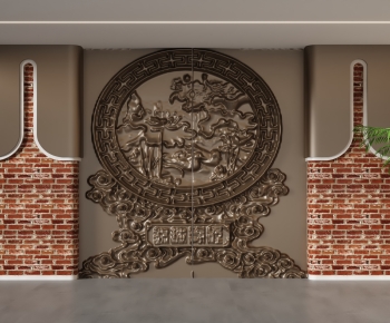 New Chinese Style TV Wall-ID:955394985