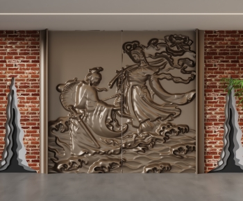 New Chinese Style TV Wall-ID:969379907