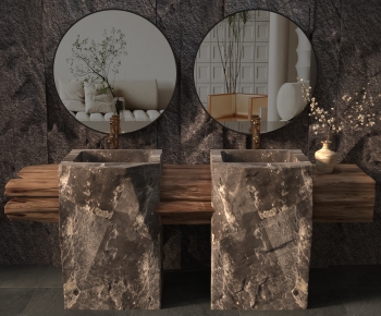 Wabi-sabi Style Bathroom Cabinet-ID:342341903