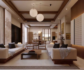 New Chinese Style A Living Room-ID:384434948