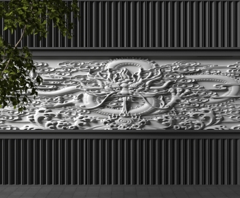 New Chinese Style TV Wall-ID:774727117