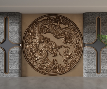 New Chinese Style TV Wall-ID:368928969