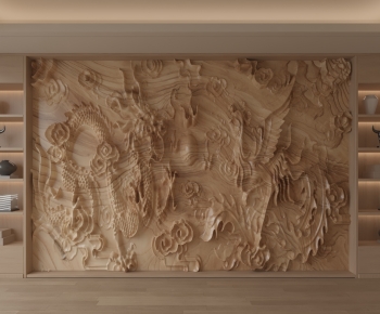 New Chinese Style TV Wall-ID:256943942