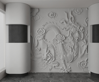 New Chinese Style TV Wall-ID:766649243