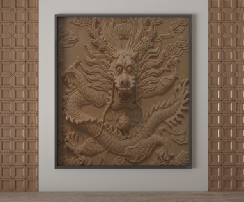 New Chinese Style TV Wall-ID:918657063