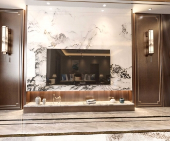 New Chinese Style TV Wall-ID:740202904