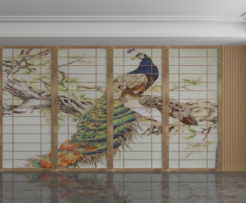 New Chinese Style TV Wall-ID:197993044