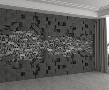 New Chinese Style TV Wall-ID:942617899