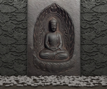 New Chinese Style TV Wall-ID:810693036